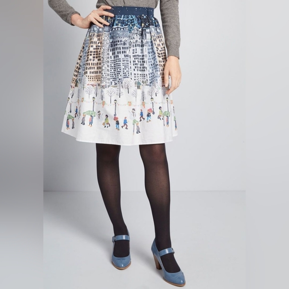 ModCloth Winter Wonderland Cotton Skirt Size L - Picture 2 of 11